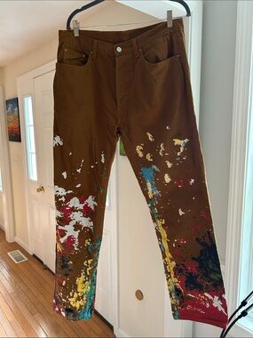 MNML Brown Paint-Splatter Pants